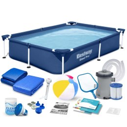 Basen prostokątny stelażowy 221x150x43 cm 16w1 Bestway 56401N Bestway