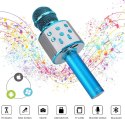 MIKROFON KARAOKE BEZPRZEWODOWY GŁOŚNIK BLUETOOTH NIEBIESKI Pegaz