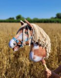 Hobby Horse Duży koń na kiju Premium - srokaty tobiano z beżową grzywą A3 Super Hobby Horse