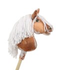 Hobby Horse Mały koń na kiju Premium - srokaty tobiano z białą grzywą A4 Super Hobby Horse