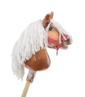 Hobby Horse Mały koń na kiju Premium - srokaty tobiano z białą grzywą A4 Super Hobby Horse