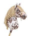 Hobby Horse Duży koń na kiju Premium - tarantowaty biało-brązowy z beżową grzywą A3 Super Hobby Horse