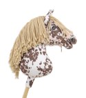 Hobby Horse Duży koń na kiju Premium - tarantowaty biało-brązowy z beżową grzywą A3 Super Hobby Horse