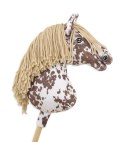 Hobby Horse Duży koń na kiju Premium - tarantowaty biało-brązowy z beżową grzywą A3 Super Hobby Horse