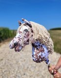 Hobby Horse Duży koń na kiju Premium - tarantowaty biało-brązowy z beżową grzywą A3 Super Hobby Horse