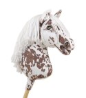 Hobby Horse Duży koń na kiju Premium - tarantowaty biało-brązowy z białą grzywą A3 Super Hobby Horse