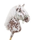 Hobby Horse Duży koń na kiju Premium - tarantowaty biało-brązowy z białą grzywą A3 Super Hobby Horse