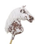 Hobby Horse Duży koń na kiju Premium - tarantowaty biało-brązowy z białą grzywą A3 Super Hobby Horse