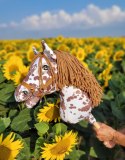 Hobby Horse Duży koń na kiju Premium - tarantowaty biało-brązowy z brązową grzywą A3 Super Hobby Horse