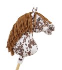 Hobby Horse Duży koń na kiju Premium - tarantowaty biało-brązowy z brązową grzywą A3 Super Hobby Horse