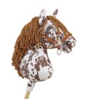 Hobby Horse Duży koń na kiju Premium - tarantowaty biało-brązowy z brązową grzywą A3 Super Hobby Horse