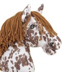 Hobby Horse Duży koń na kiju Premium - tarantowaty biało-brązowy z brązową grzywą A3 Super Hobby Horse