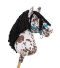 Hobby Horse Duży koń na kiju Premium - tarantowaty biało-brązowy z czarną grzywą A3 Super Hobby Horse