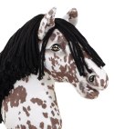 Hobby Horse Duży koń na kiju Premium - tarantowaty biało-brązowy z czarną grzywą A3 Super Hobby Horse