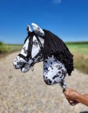 Hobby Horse Duży koń na kiju Premium - tarantowaty biało-czarny z czarną grzywą A3 Super Hobby Horse