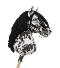 Hobby Horse Duży koń na kiju Premium - tarantowaty biało-czarny z czarną grzywą A3 Super Hobby Horse