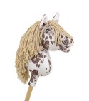 Hobby Horse Mały koń na kiju Premium - tarantowaty biało-brązowy z beżową grzywą A4 Super Hobby Horse