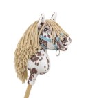 Hobby Horse Mały koń na kiju Premium - tarantowaty biało-brązowy z beżową grzywą A4 Super Hobby Horse