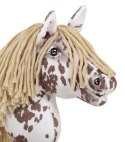 Hobby Horse Mały koń na kiju Premium - tarantowaty biało-brązowy z beżową grzywą A4 Super Hobby Horse