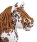 Hobby Horse Mały koń na kiju Premium - tarantowaty biało-brązowy z brązową grzywą A4 Super Hobby Horse