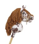 Hobby Horse Mały koń na kiju Premium - tarantowaty biało-brązowy z brązową grzywą A4 Super Hobby Horse