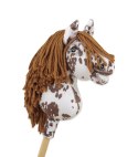 Hobby Horse Mały koń na kiju Premium - tarantowaty biało-brązowy z brązową grzywą A4 Super Hobby Horse