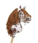 Hobby Horse Mały koń na kiju Premium - tarantowaty biało-brązowy z brązową grzywą A4 Super Hobby Horse