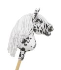 Hobby Horse Mały koń na kiju Premium - tarantowaty biało-czarny z białą grzywą A4 Super Hobby Horse