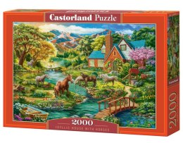 Puzzle 2000 elementów Wiejski domek z końmi Castor