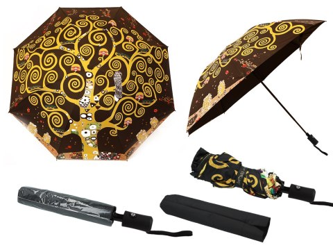 Parasol automatyczny, składany - G. Klimt, Drzewo życia (dekoracja na wierzchu) (CARMANI) CARMANI