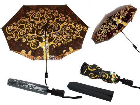 Parasol automatyczny, składany - G. Klimt, Drzewo życia (dekoracja pod spodem) (CARMANI) CARMANI