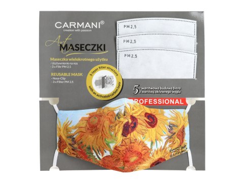 Maseczka ochronna z filtrem - V. van Gogh, Słoneczniki (CARMANI) CARMANI