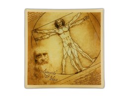 Talerz dekoracyjny - L. da Vinci, Człowiek Witruwiański 13x13cm CARMANI