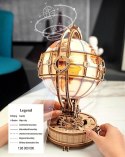 DREWNIANE PUZZLE 3D DIY ŚWIECĄCY GLOBUS Z LUPĄ - PODŚWIETLENIE - LAMPKA