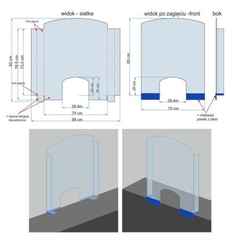 Osłona z plexi 850x700 mm SANIFINE