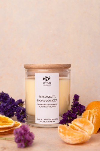 Świeca sojowa Bergamota i pomarańcza - świeca sojowa zapachowa - 250 ml OTSO HANDMADE