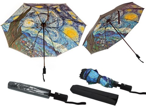 Parasol automatyczny, składany - V. van Gogh, Gwiaździsta Noc (dekoracja pod spodem) (CARMANI) CARMANI