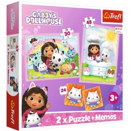 Puzzle 2w1+ Memos Koci Domek Gabi 3+ Gabi z Kocim Przyjacielem Trefl 93382 Trefl