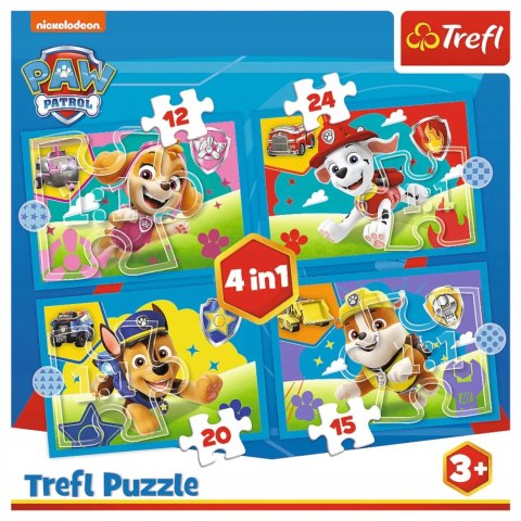 Puzzle 4w1 Psi Patrol Biegnące Pieski 3+ Trefl 34628 Trefl