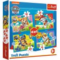 Puzzle 4w1 Psi Patrol Biegnące Pieski 3+ Trefl 34628 Trefl