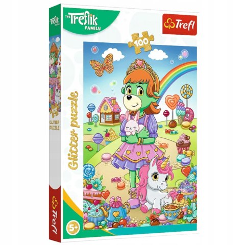 Puzzle Rodzina Treflików 100 el. Brokatowe Trefliki Glitter Trefl 14833 Trefl