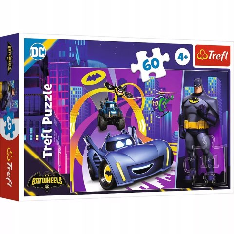 Puzzle Batwheels 60 elementów Batman i jego pojazdy Trefl 17400 Trefl