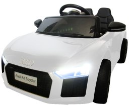 AUDI R8 biały Miękkie koła Eva, miękki fotelik Licencja AUDI