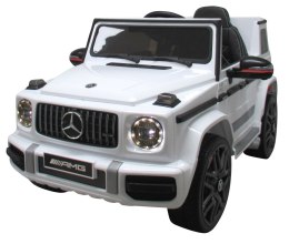 Mercedes G63 Biały Piankowe koła Eva, miękki fotelik Licencja MERCEDES