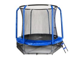 Trampolina Ogrodowa Jumpi 252cm/8FT Maxy Comfort Niebieska Z Wewnętrzną Siatką Jumpi