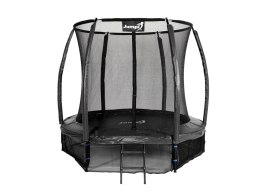 Trampolina Ogrodowa Jumpi 252cm/8FT Maxy Comfort Plus CZARNA Z Wewnętrzną Siatką Jumpi