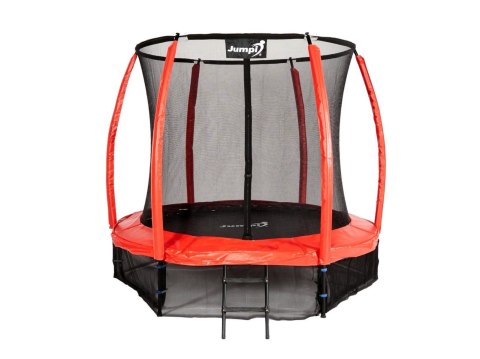 Trampolina Ogrodowa Jumpi 252cm/8FT Maxy Comfort Plus Czerwona Z Wewnętrzną Siatką Jumpi