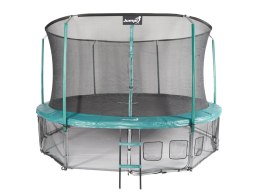 Trampolina Ogrodowa Jumpi 435cm/14FT Maxy Comfort Zielona Z Wewnętrzną Siatką Jumpi