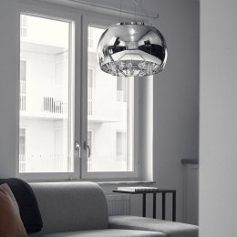 Lampa Szklana Srebrny z Prześwitami krople wody 50cm DomenoLED