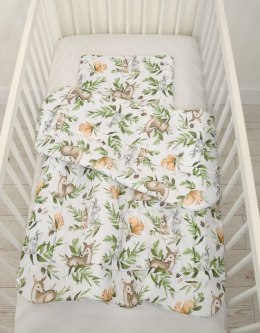 Komplet pościeli dla niemowląt z wypełnieniem 2-cz 75x100cm NEWBORN - woodland green Bobono